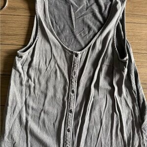 Gray Sleeveless Button-Down Top